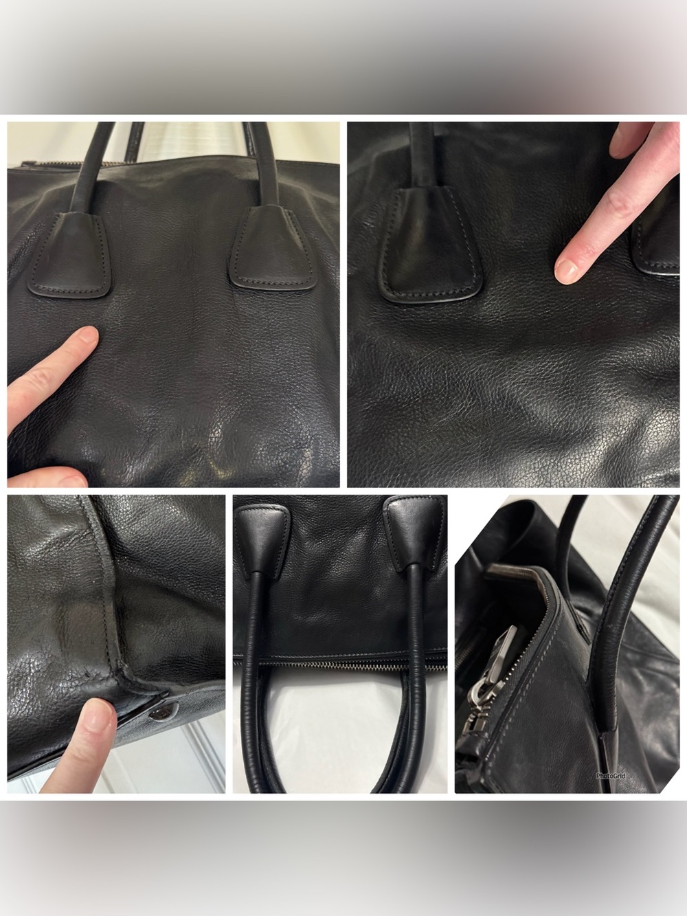 Prada AUTHENTIC Glacé Calf Twin Pocket Black Leather 2-Way Tote Bag - Picture 8 of 16